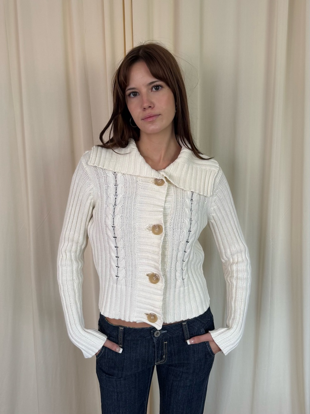 Vtg chunky rib knit cardigan